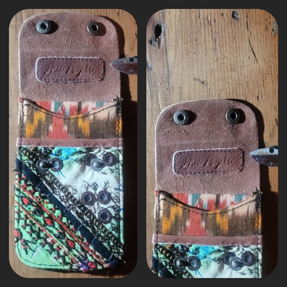 🌋👽 Free People Boho Embroidered Repurposed vtg banjara hippie Wallet card case - Picture 3 of 16